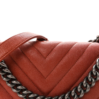 Chanel Metallic Caviar Chevron Quilted Medium Boy Flap Orange 8 of 11