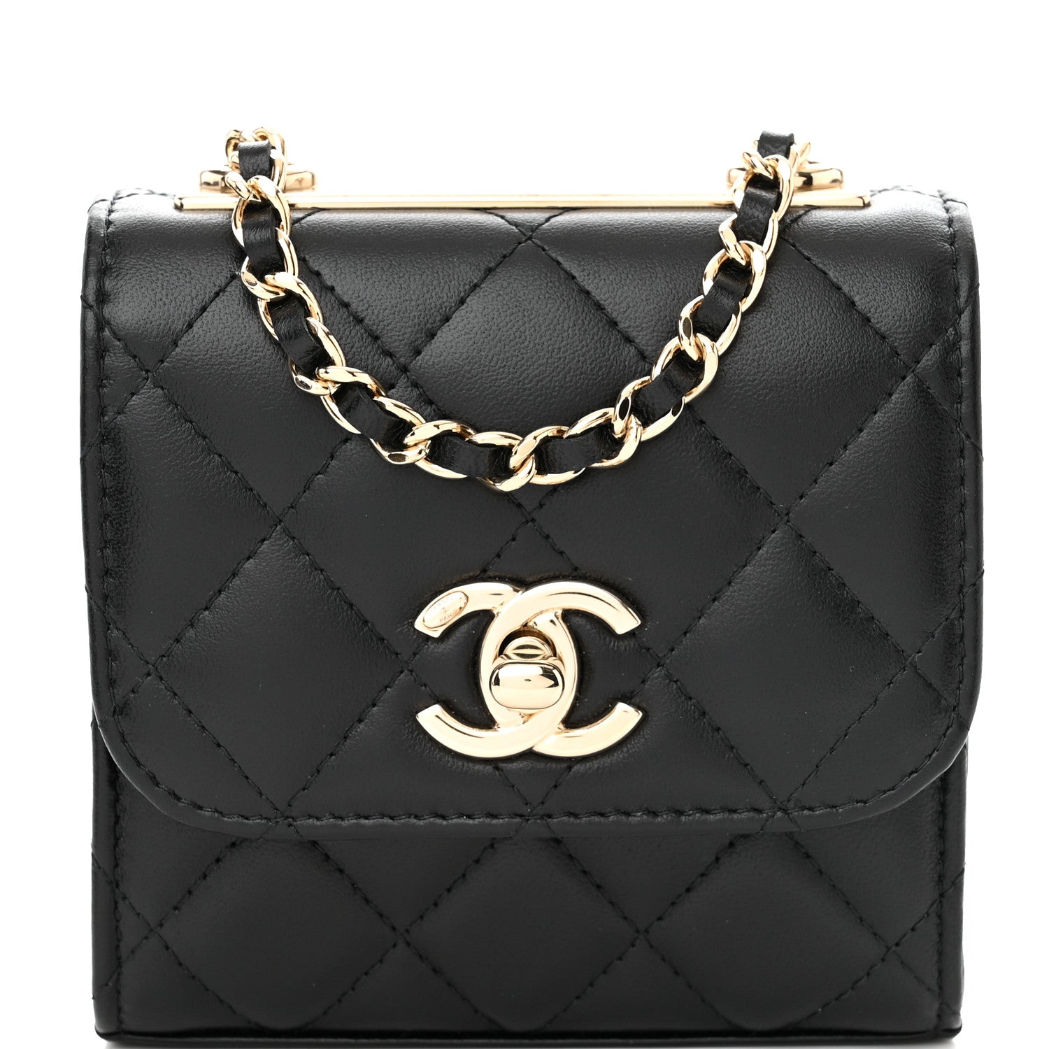 Chanel Lambskin Quilted Mini Trendy CC Clutch With Chain Black 7 of 11