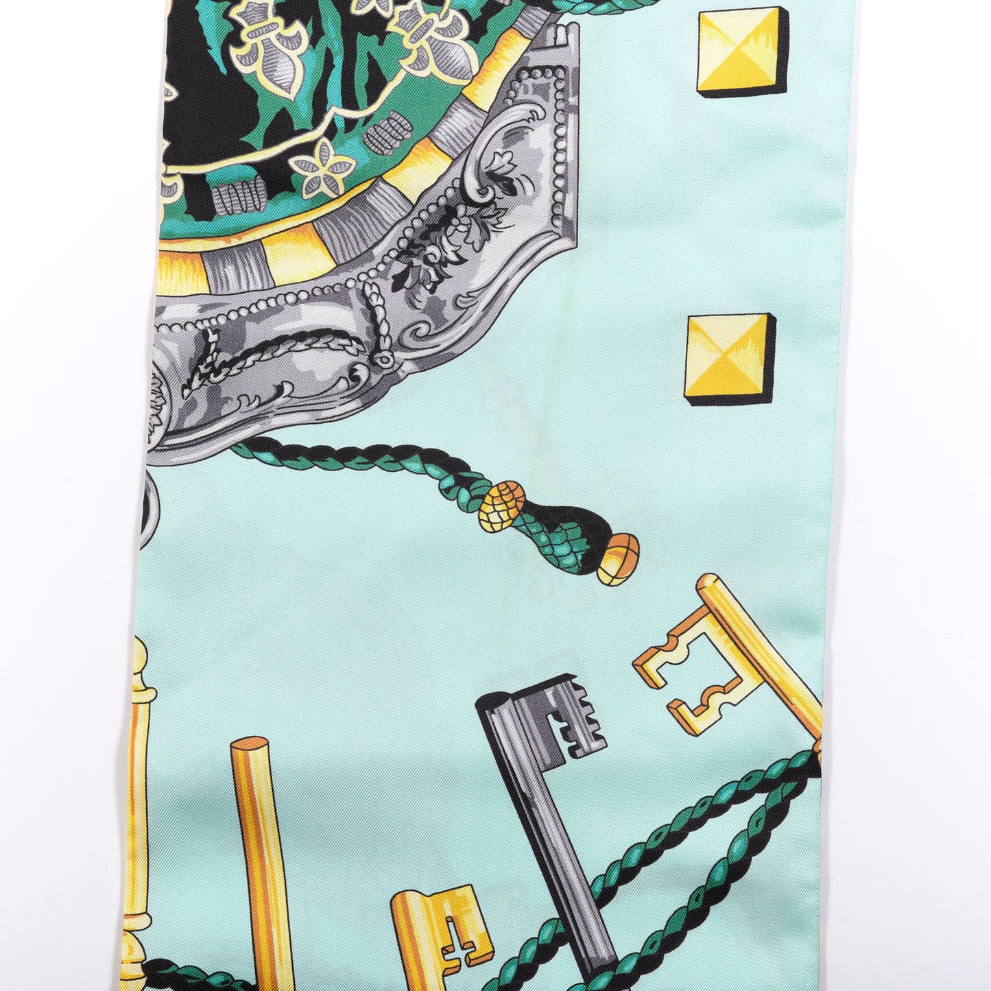 Silk Les Cles Maxi Twilly Curry Vert D'eau Marine