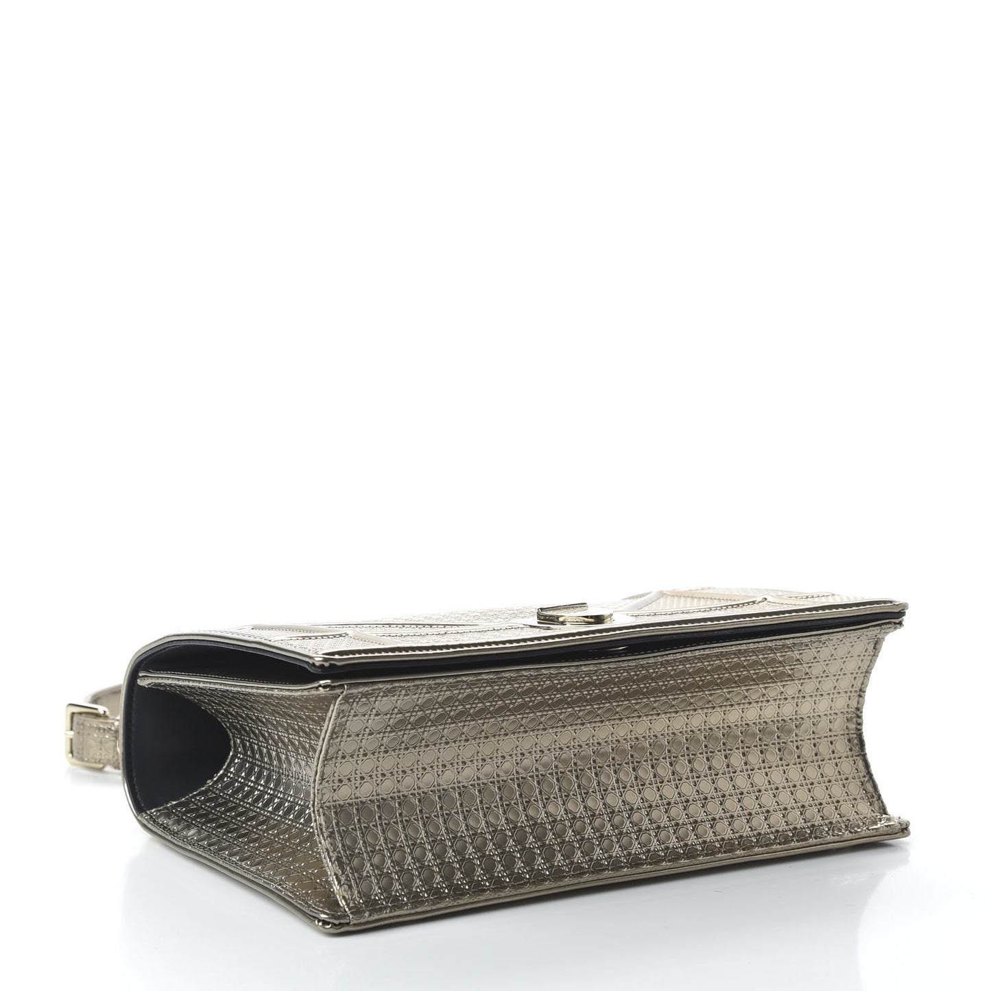 Metallic Patent Micro-Cannage Medium Diorama Flap Bag Gold