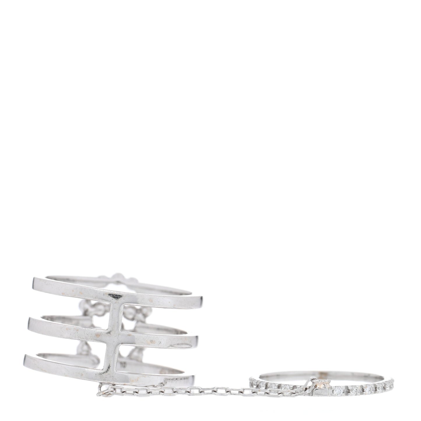 18K White Gold Diamond Running GG Double Ring 49 4.75