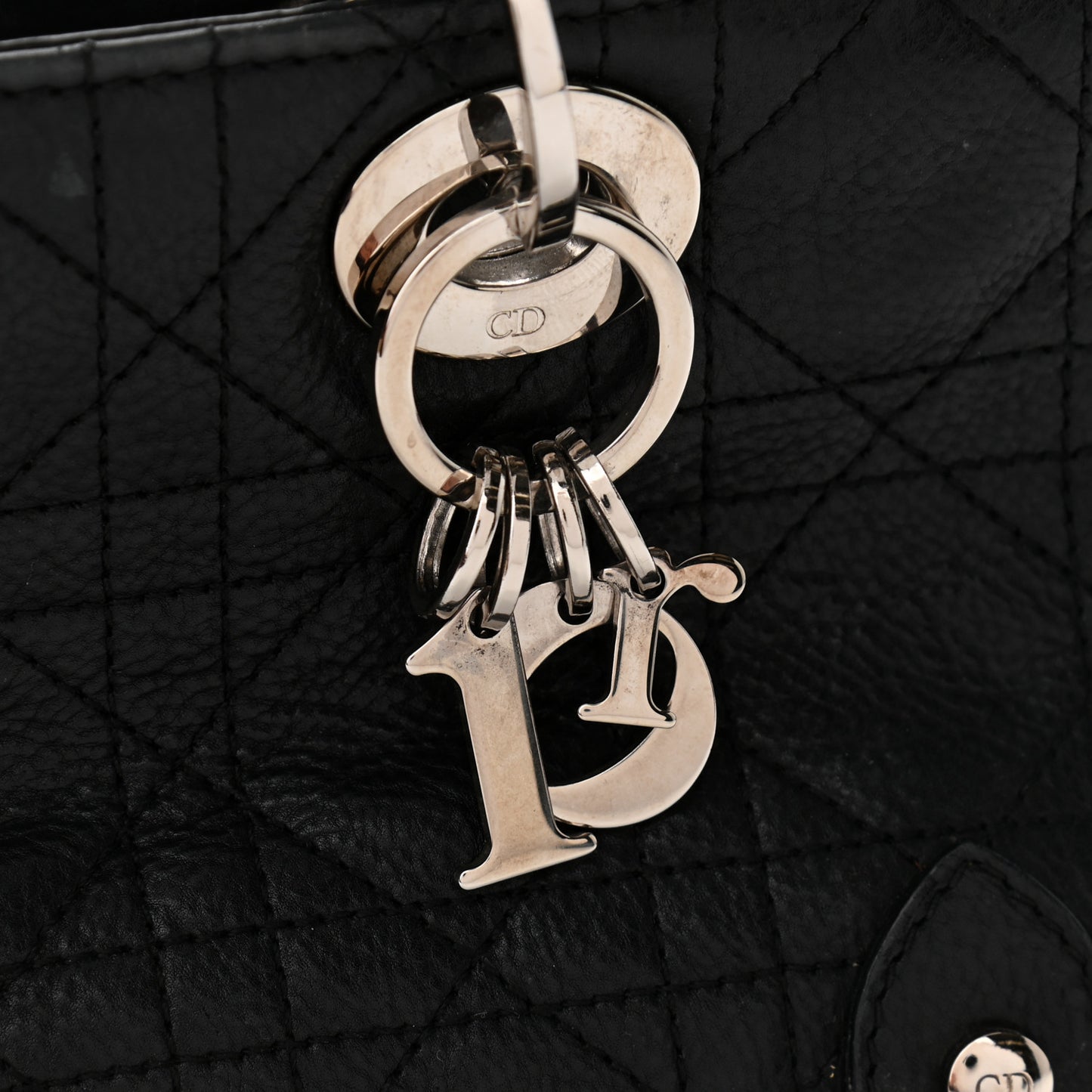 Calfskin Cannage Stitched Small Lady East West Lady Dior Black
