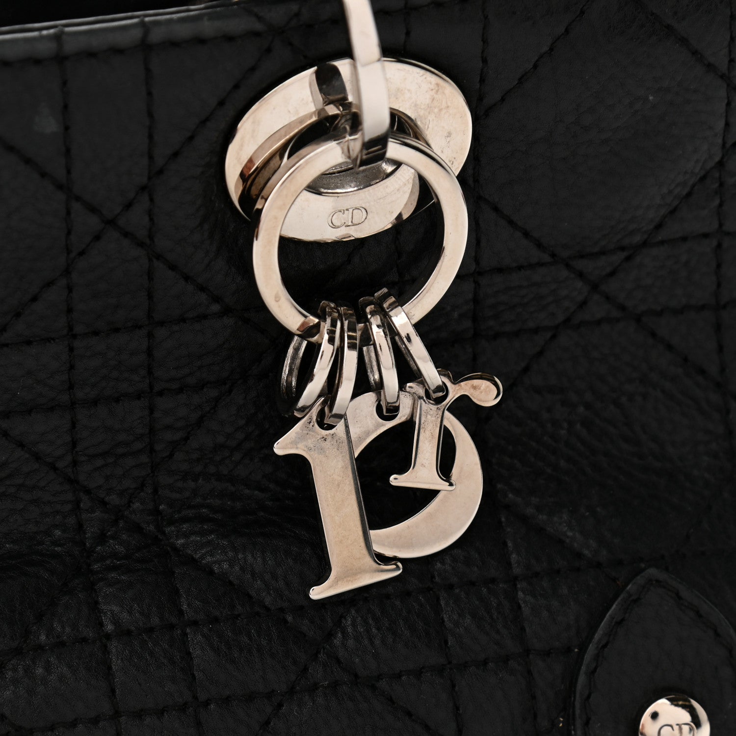 Christian Dior Calfskin Cannage Stitched Small Lady East West Lady Dior Black 13 of 13
