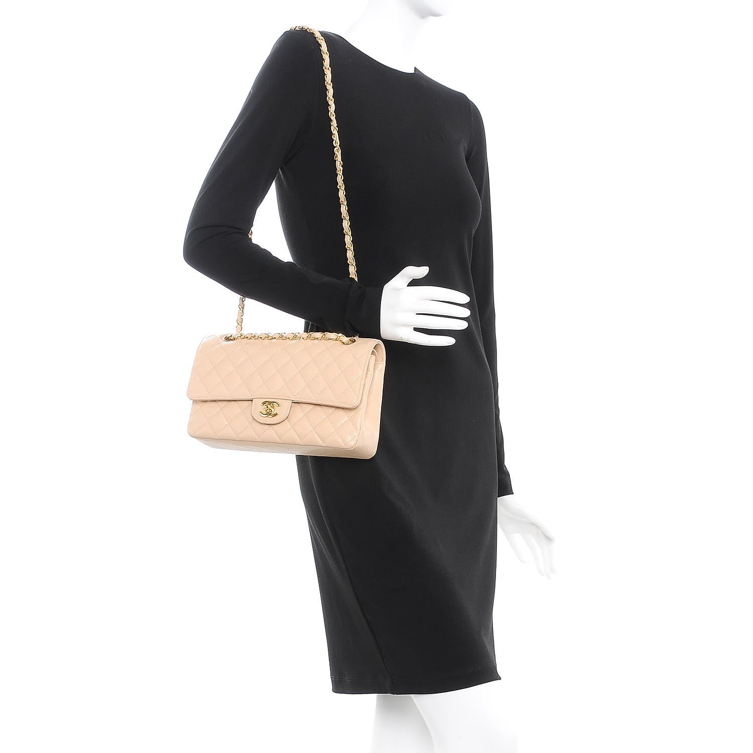 Chanel Caviar Quilted Medium Double Flap Beige Clair 2 of 8