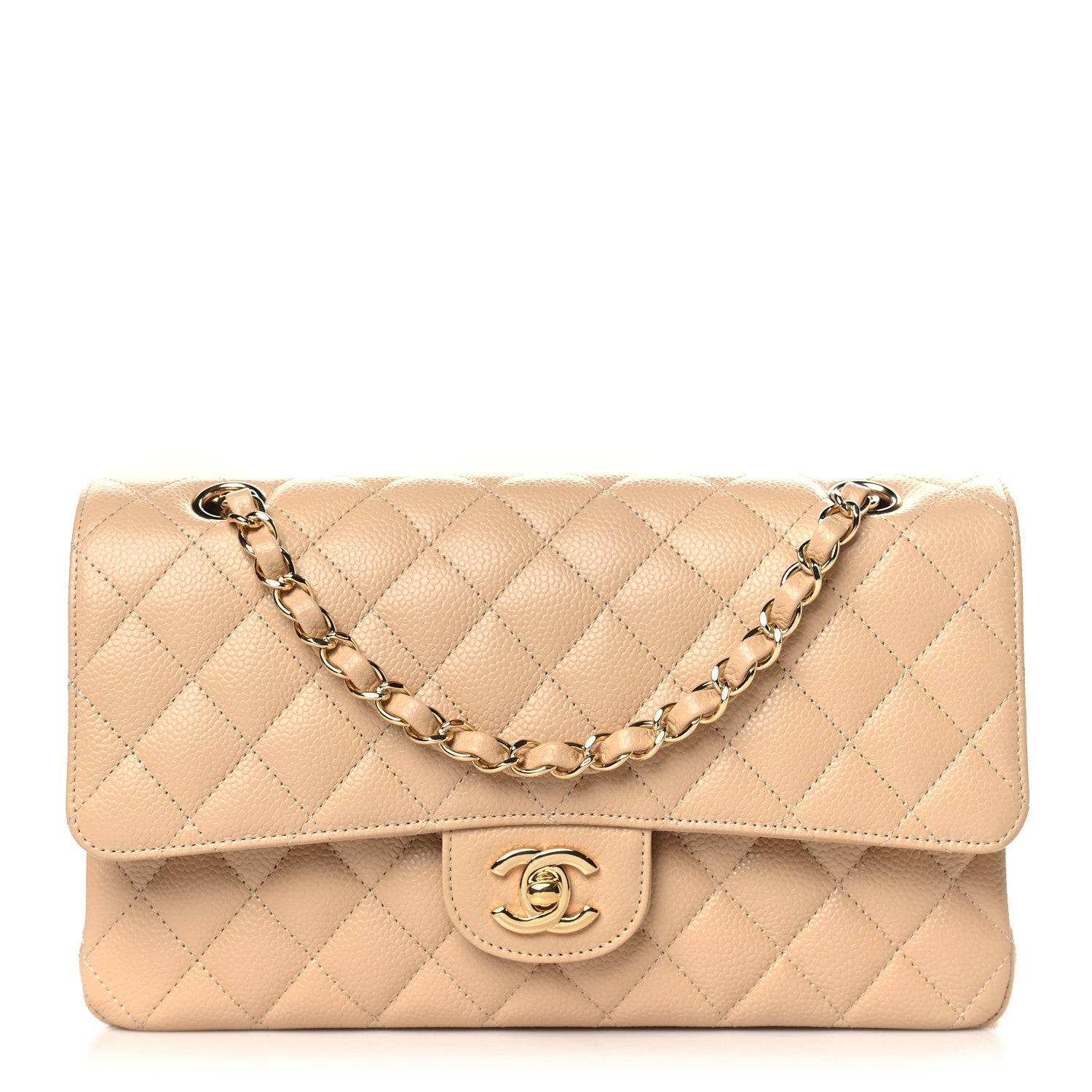 Chanel Caviar Quilted Medium Double Flap Beige 1 of 11