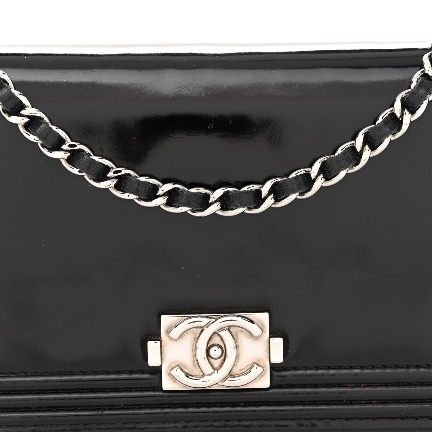 Chanel Glazed Calfskin Boy Wallet On Chain WOC Black 9 of 16