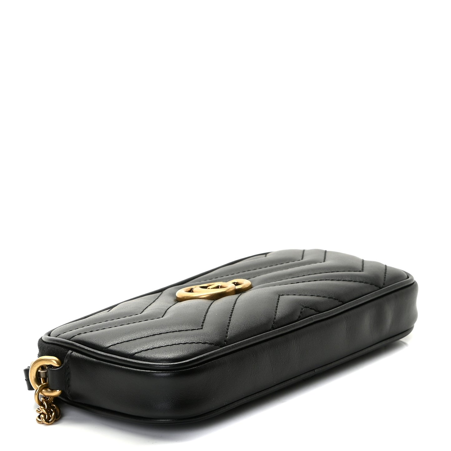 Calfskin Matelasse Mini GG Marmont Chain Crossbody Bag Black