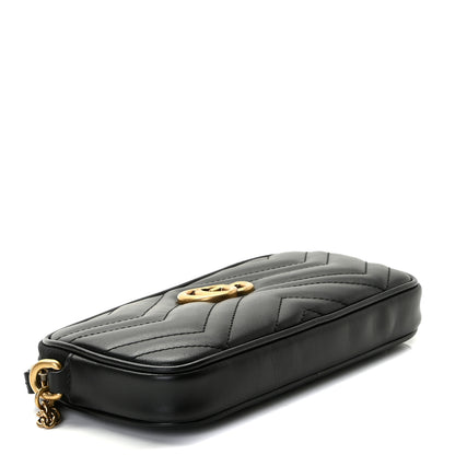 Gucci Calfskin Matelasse Mini GG Marmont Chain Crossbody Bag Black 4 of 8