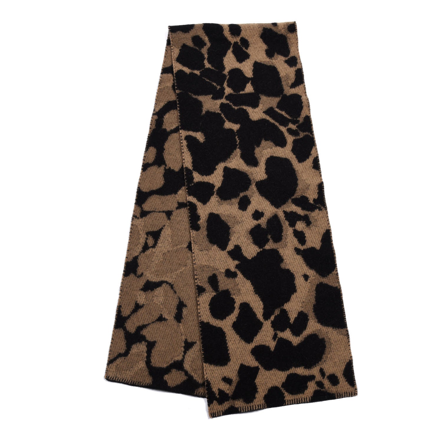 Burberry Wool Cashmere Animal Print Scarf Beige Black 2 of 3