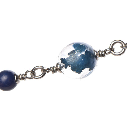 Chanel Pearl Beaded CC Long Necklace Navy Silver 6 of 8