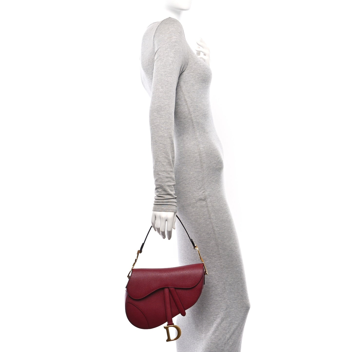 Grained Calfskin Saddle Bag Red