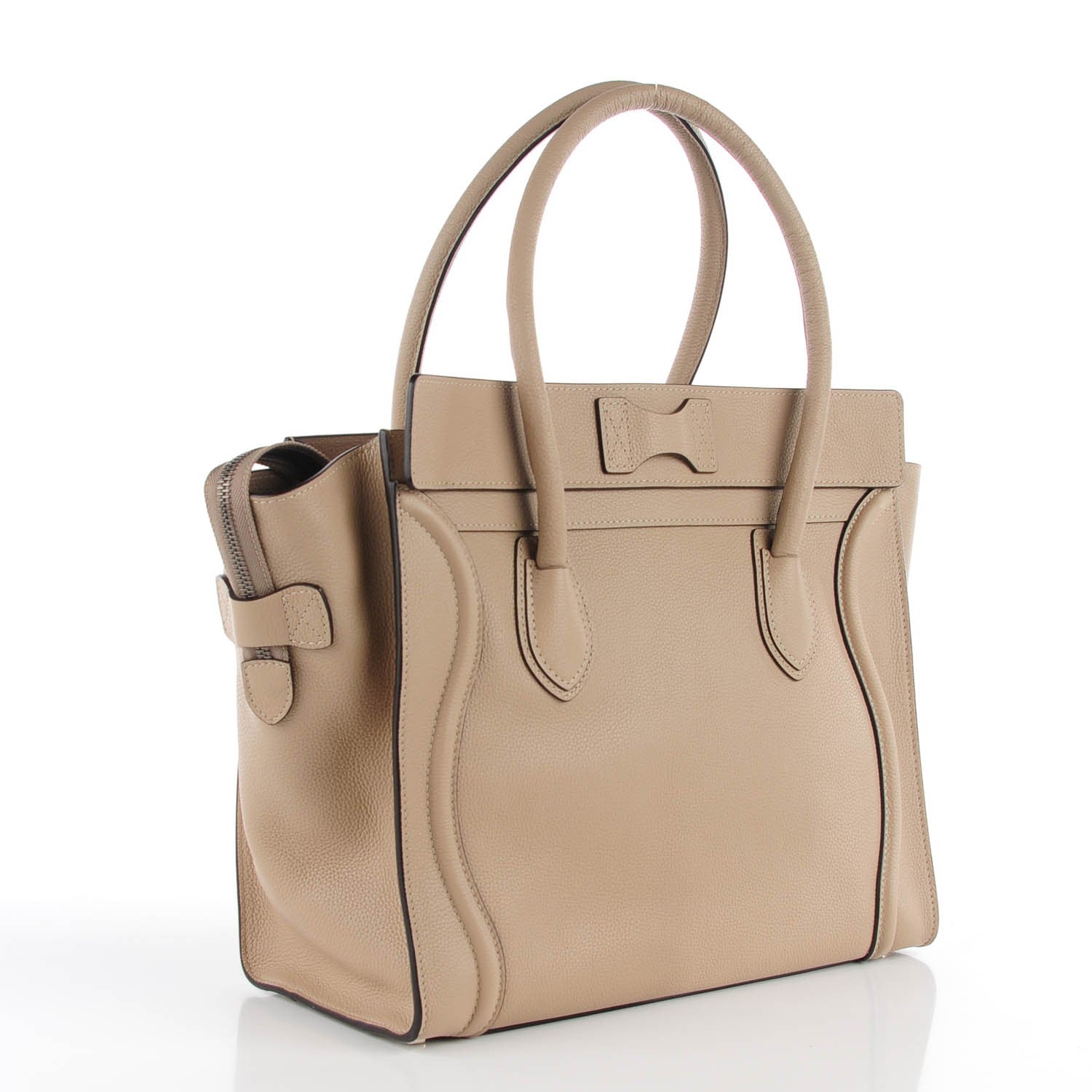 Celine Drummed Calfskin Shoulder Luggage Dune 3 of 9