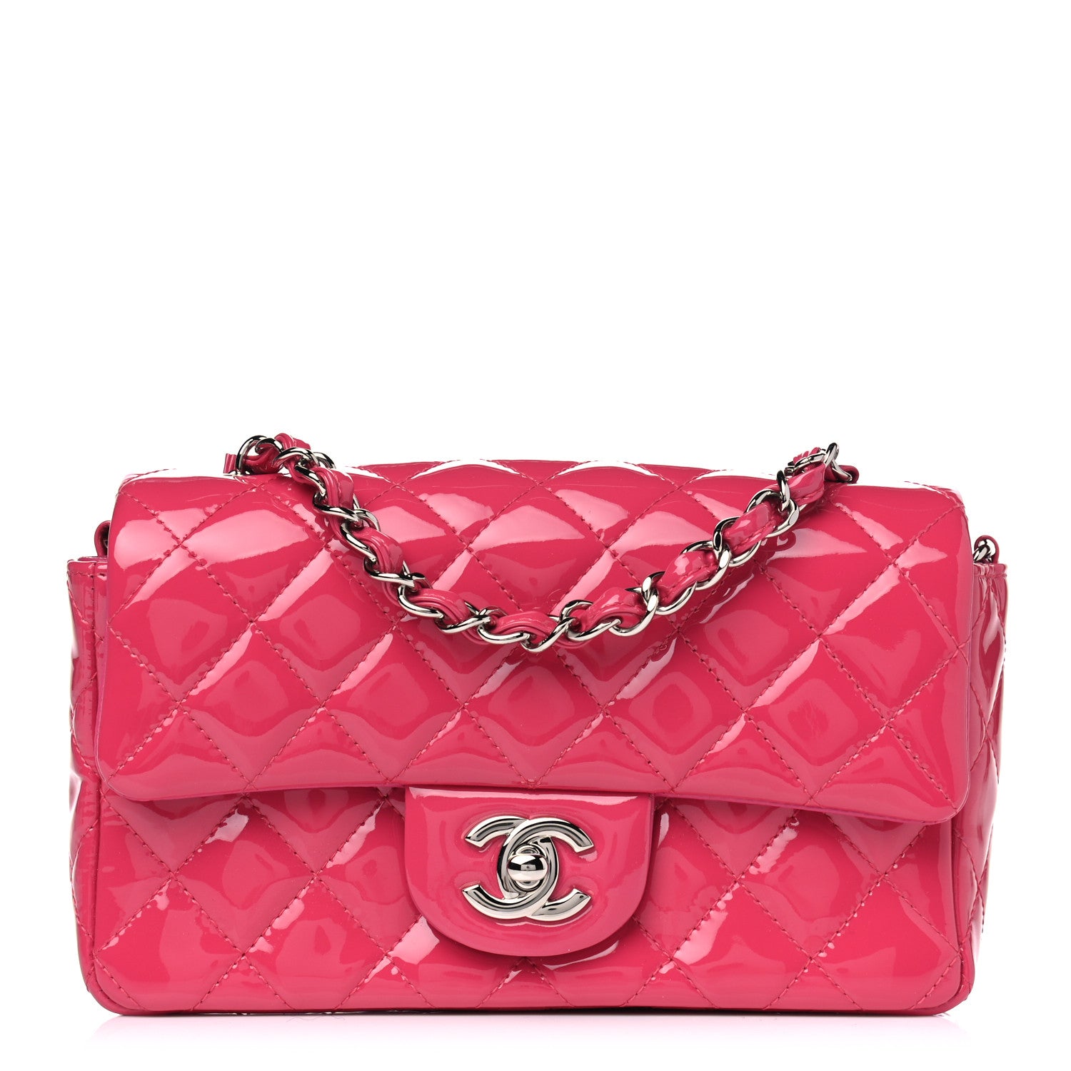 Chanel Patent Calfskin Quilted Mini Rectangular Flap Pink 1 of 4