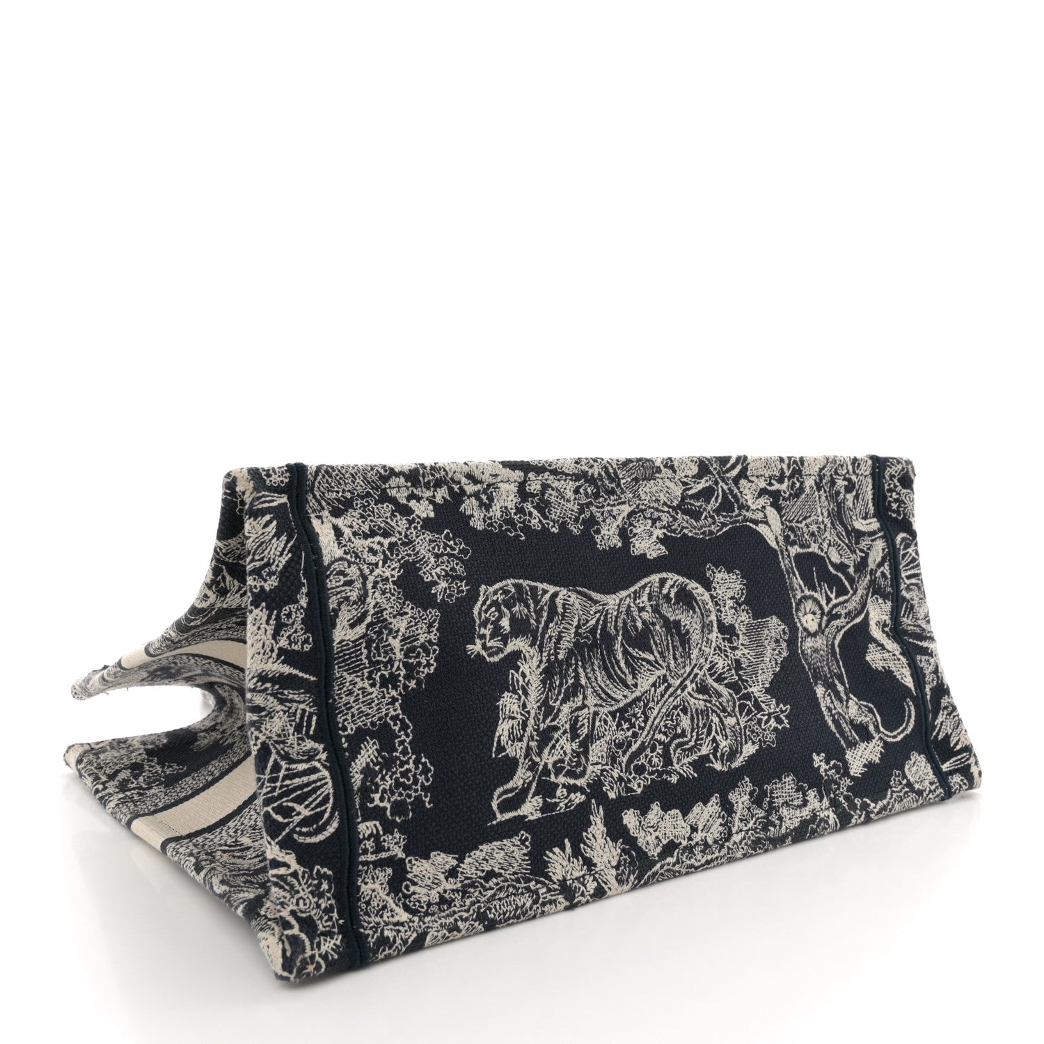 Christian Dior Canvas Embroidered Medium Toile De Jouy Reverse Book Tote Blue 4 of 12