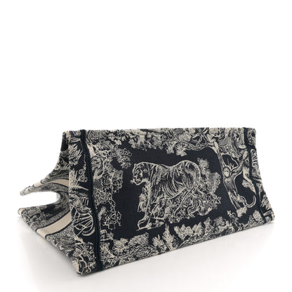 Christian Dior Canvas Embroidered Medium Toile De Jouy Reverse Book Tote Blue 4 of 12