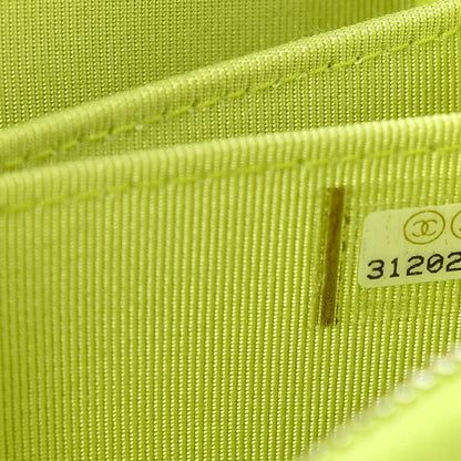 Chanel Lambskin Quilted Zip Around Coin Purse Wallet Neon Yellow 8 of 8