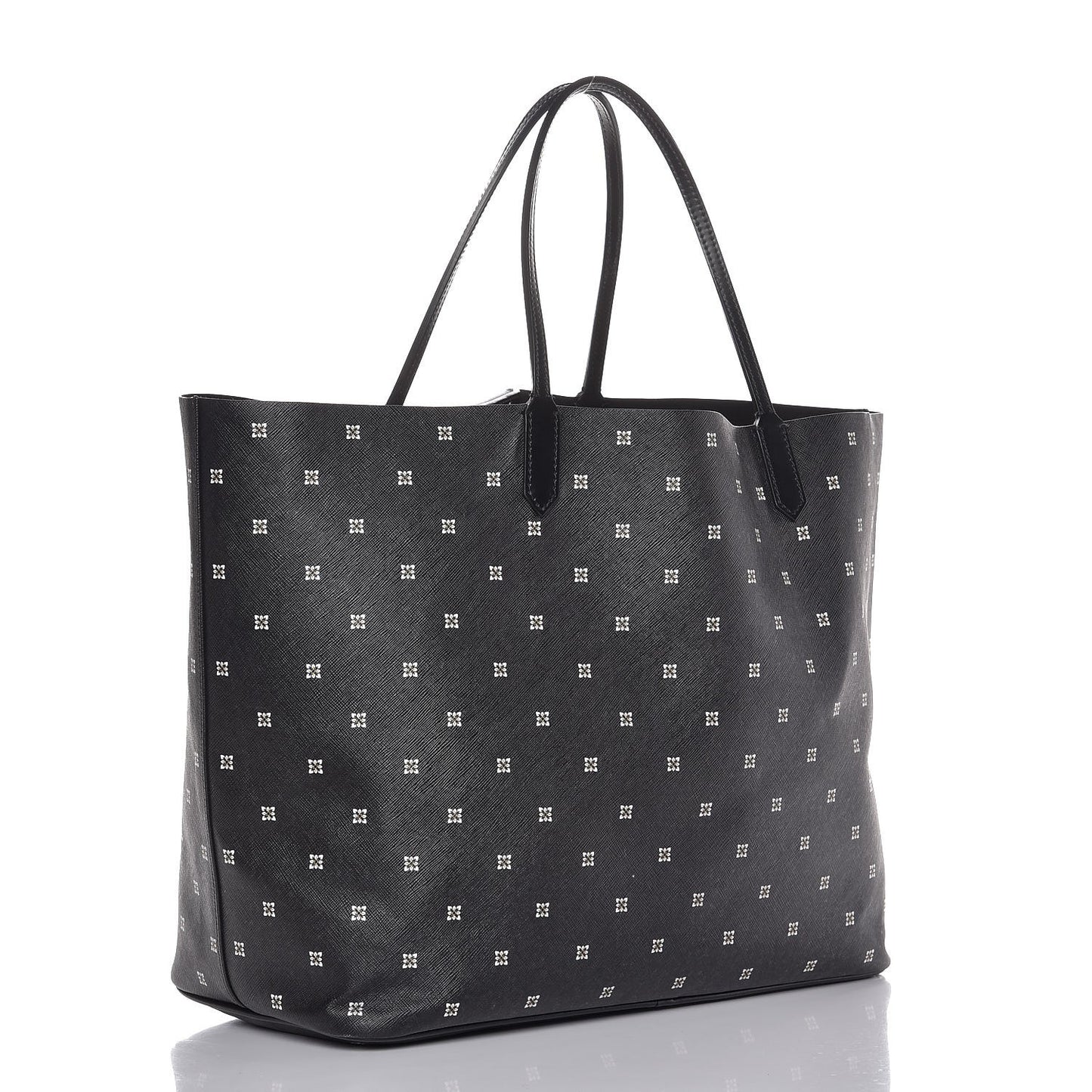 Textured Coated Canvas Mini Lilies Print Large Antigona Tote Black