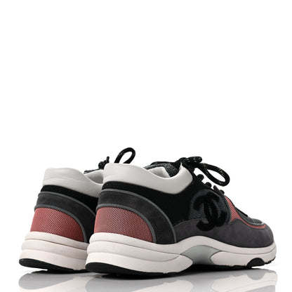 Chanel Nylon Calfskin Suede Womens CC Sneakers 39 Grey Pink 4 of 6