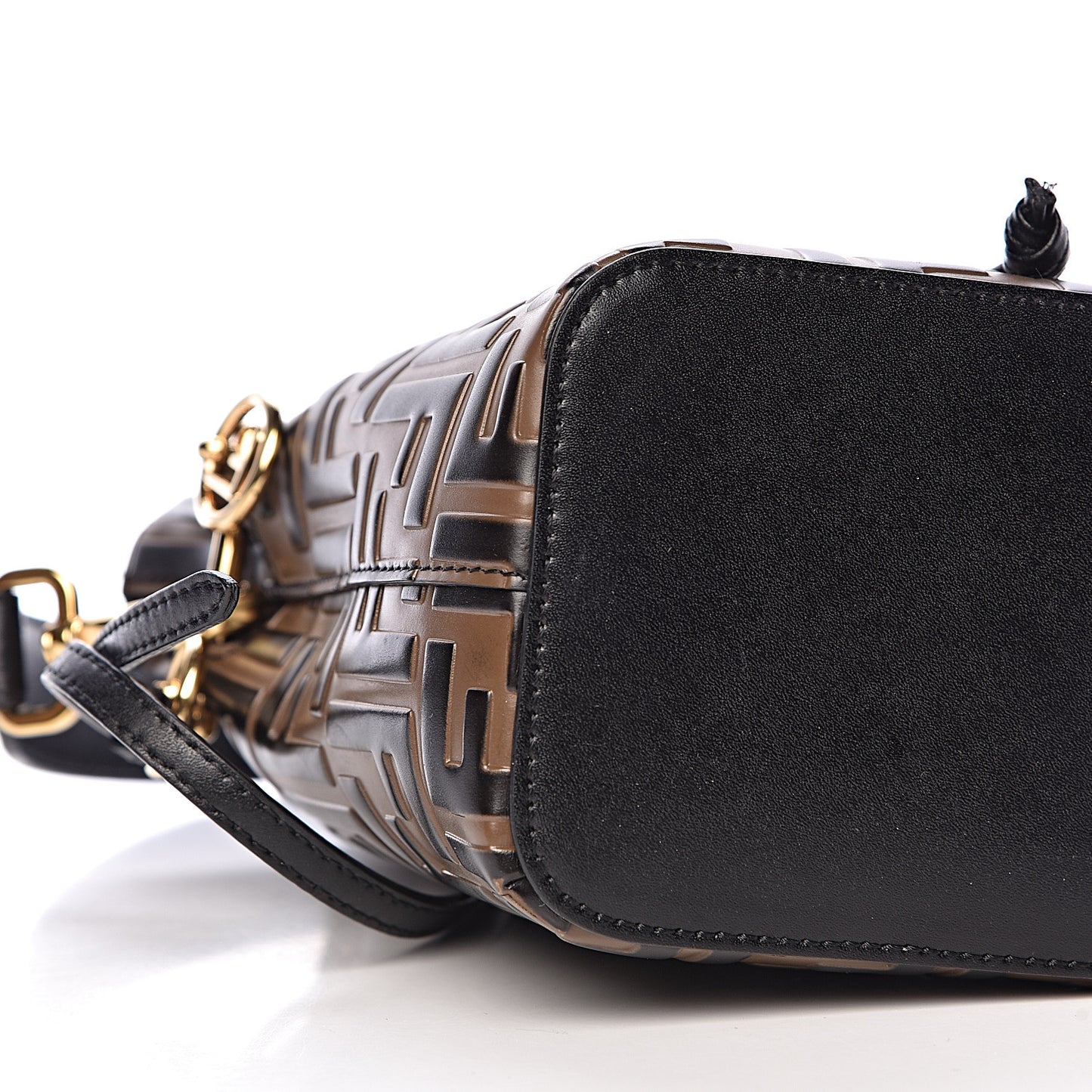 Vitello Liberty F is Fendi Bi-Color FF 1974 Embossed Mini Mon Tresor Bucket Bag Maya Black