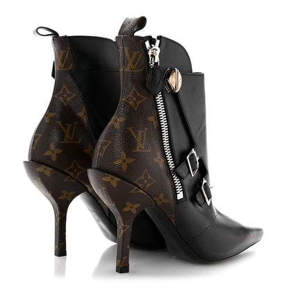 Louis Vuitton Calfskin Monogram Janet Ankle Boots 38 Black 5 of 11