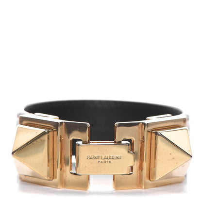Saint Laurent Calfskin Pyramid Stud Bracelet Red Gold 1 of 16