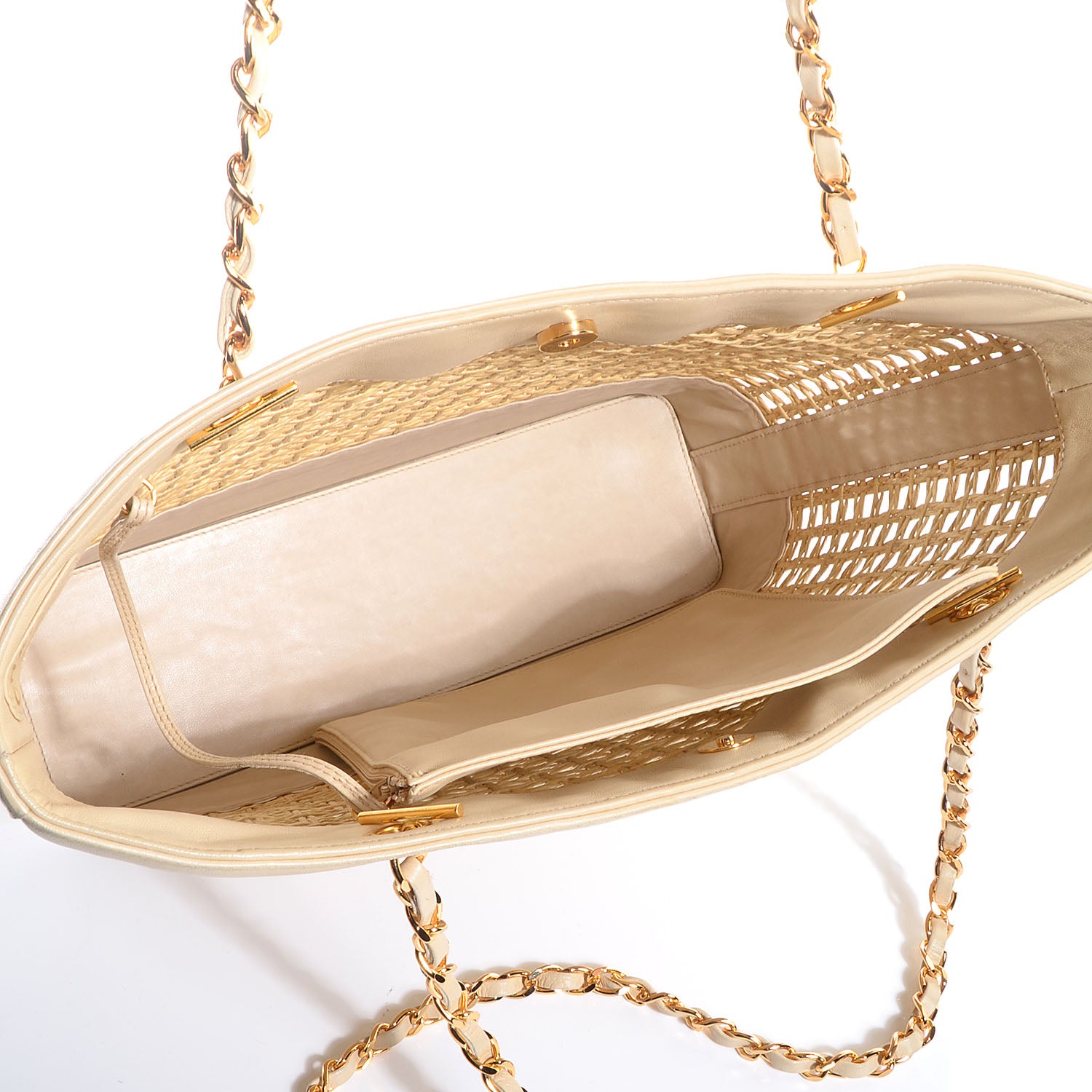 Chanel Lambskin Straw Tote Beige 5 of 8