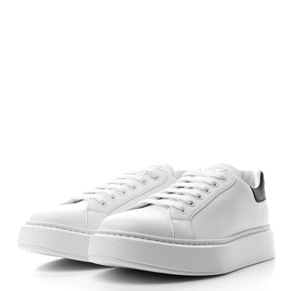 Prada Vitello Soft Rubber Triangle Logo Mens Low Top 40mm Sneakers 9.5 White Black 3 of 9