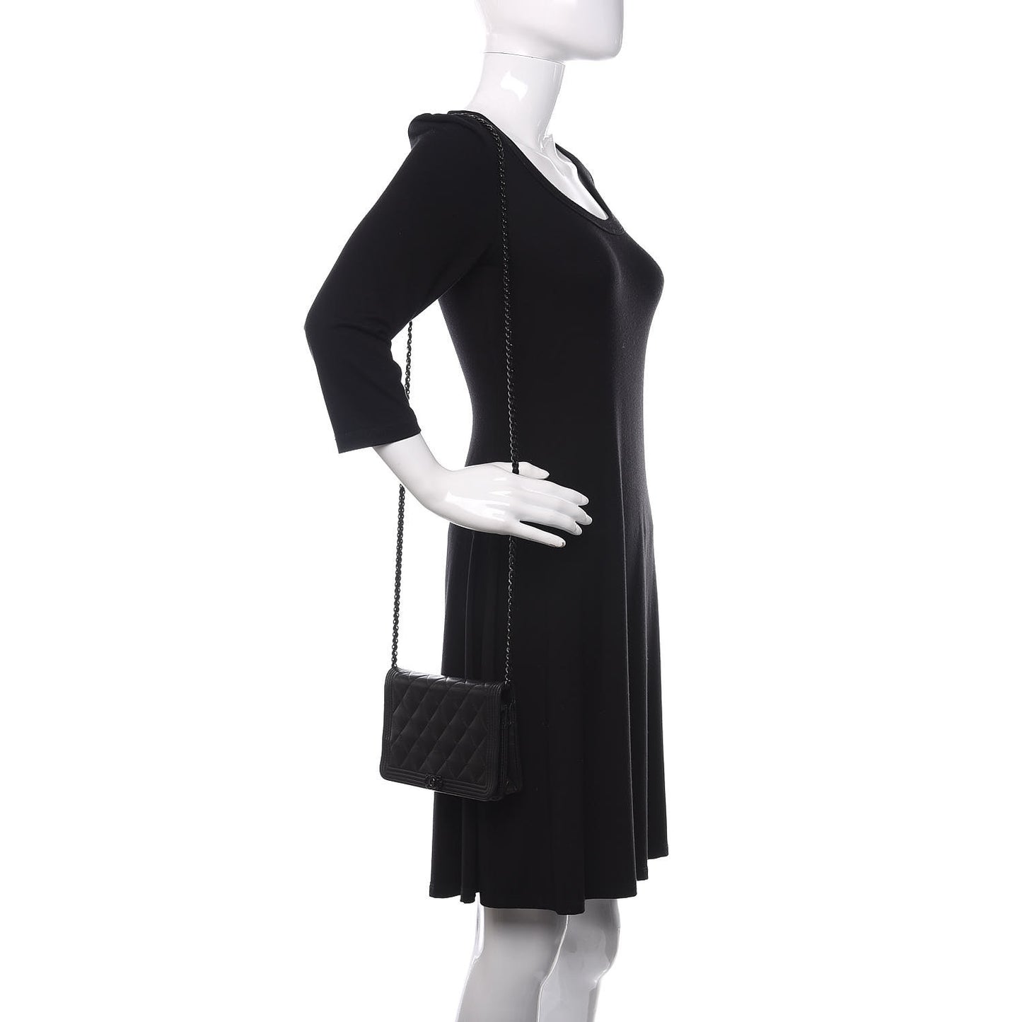 Caviar Quilted Boy Wallet On Chain WOC So Black