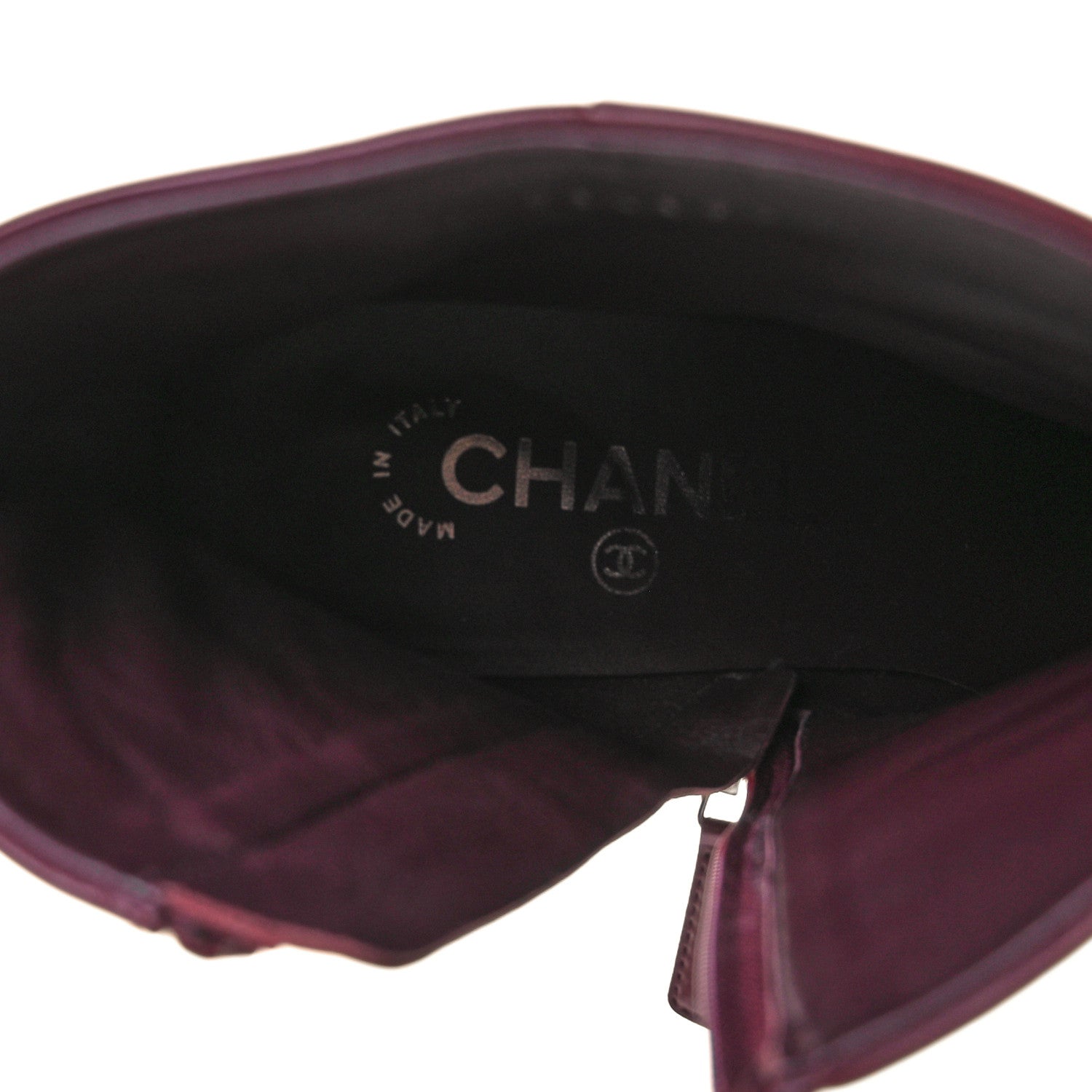 Chanel CC Ankle Boots 39.5 Burgundy 8 of 9