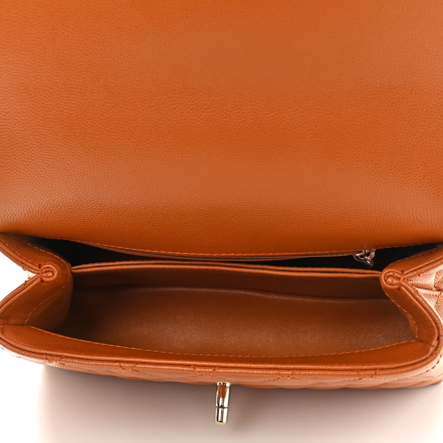 Caviar Quilted Mini Coco Handle Flap Light Brown