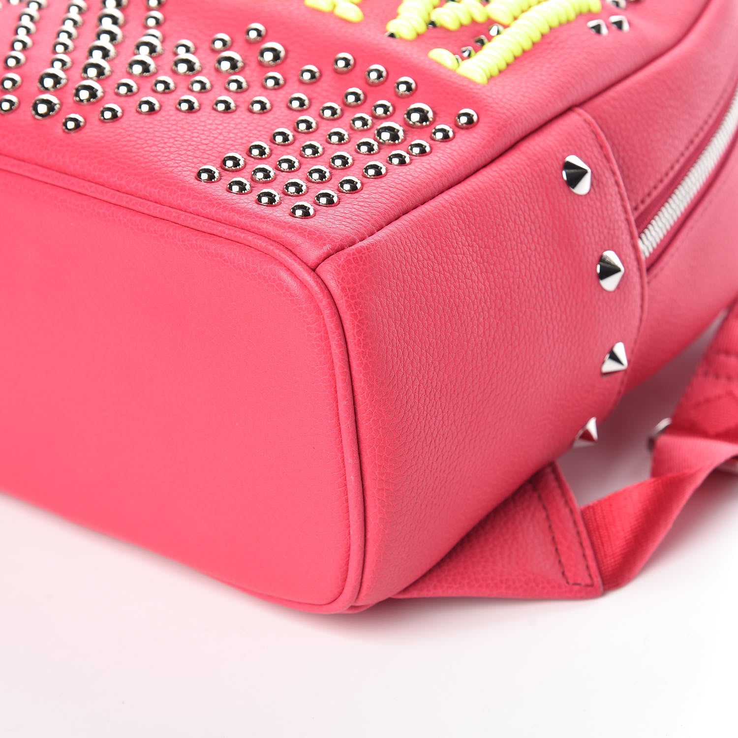 MCM Calfskin Neon Studded Stark Backpack Love Potion 6 of 8