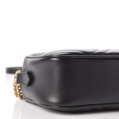 Gucci Calfskin Matelasse Small GG Marmont Chain Shoulder Bag Black 8 of 9