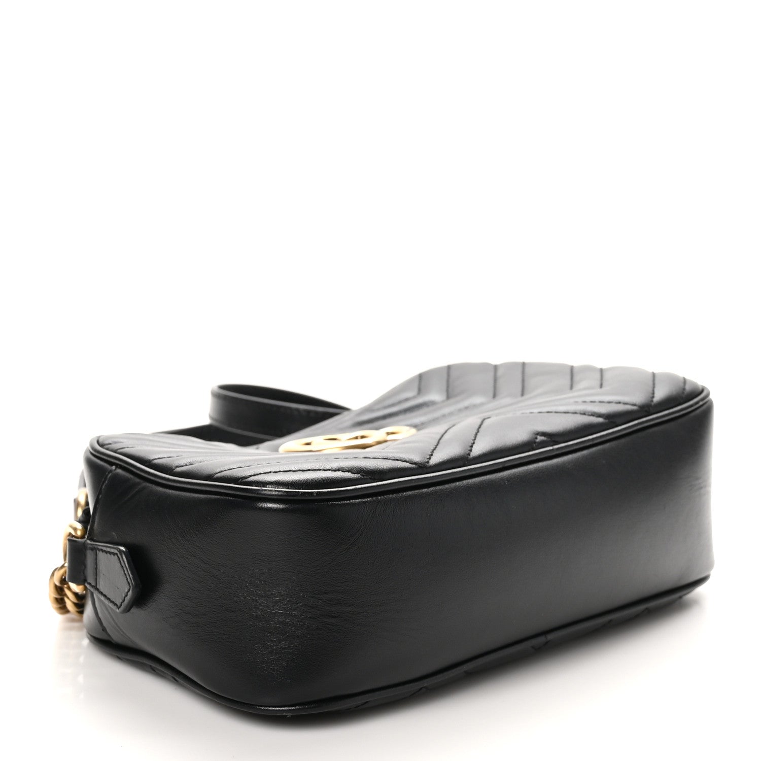 Gucci Calfskin Matelasse Small GG Marmont Chain Shoulder Bag Black 4 of 10