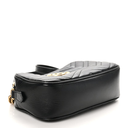 Gucci Calfskin Matelasse Small GG Marmont Chain Shoulder Bag Black 4 of 10