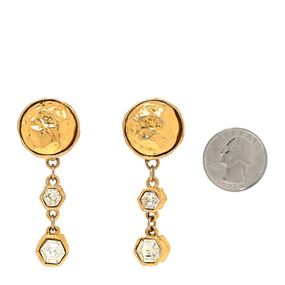 Chanel Crystal Hammered Drop Clip On Earrings 2 of 4