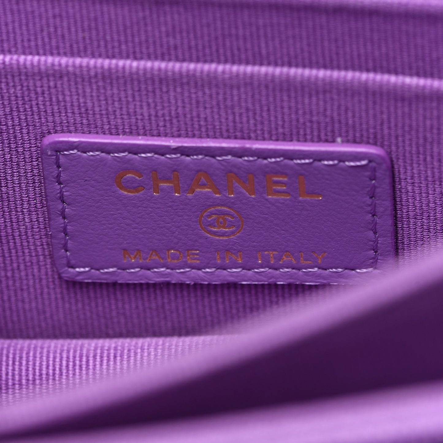 Lambskin Enamel Quilted Pending CC Clutch With Chain Purple