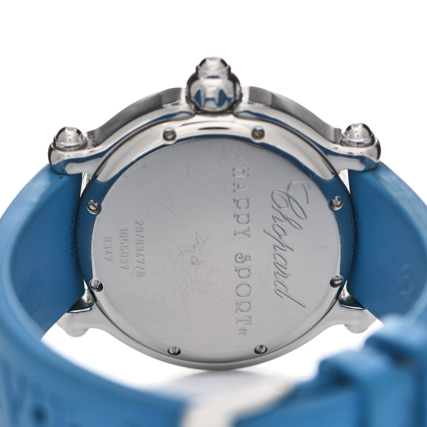 Stainless Steel Rubber Diamond 38mm Happy Sport Fish Quartz Watch Blue