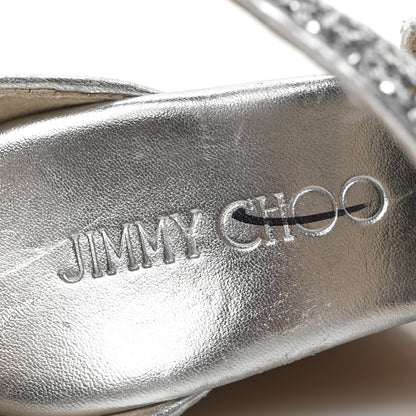 Jimmy Choo Coarse Glitter Cork Portia 120 Wedge Sandals 36.5 Silver 8 of 8
