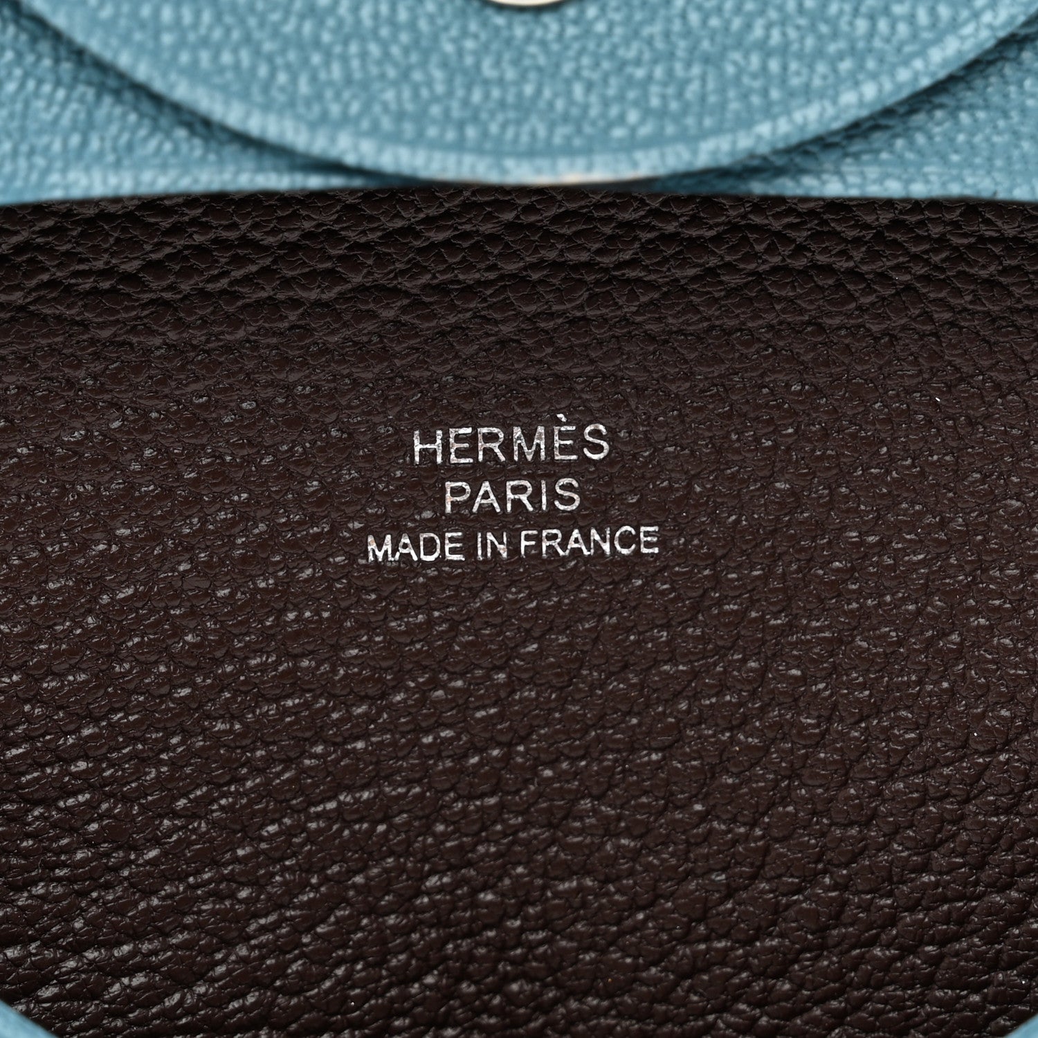 Hermes Chevre Mysore Bastia Verso Coin Purse New Bleu Jean Havane 6 of 7