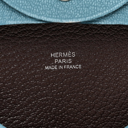 Hermes Chevre Mysore Bastia Verso Coin Purse New Bleu Jean Havane 6 of 7