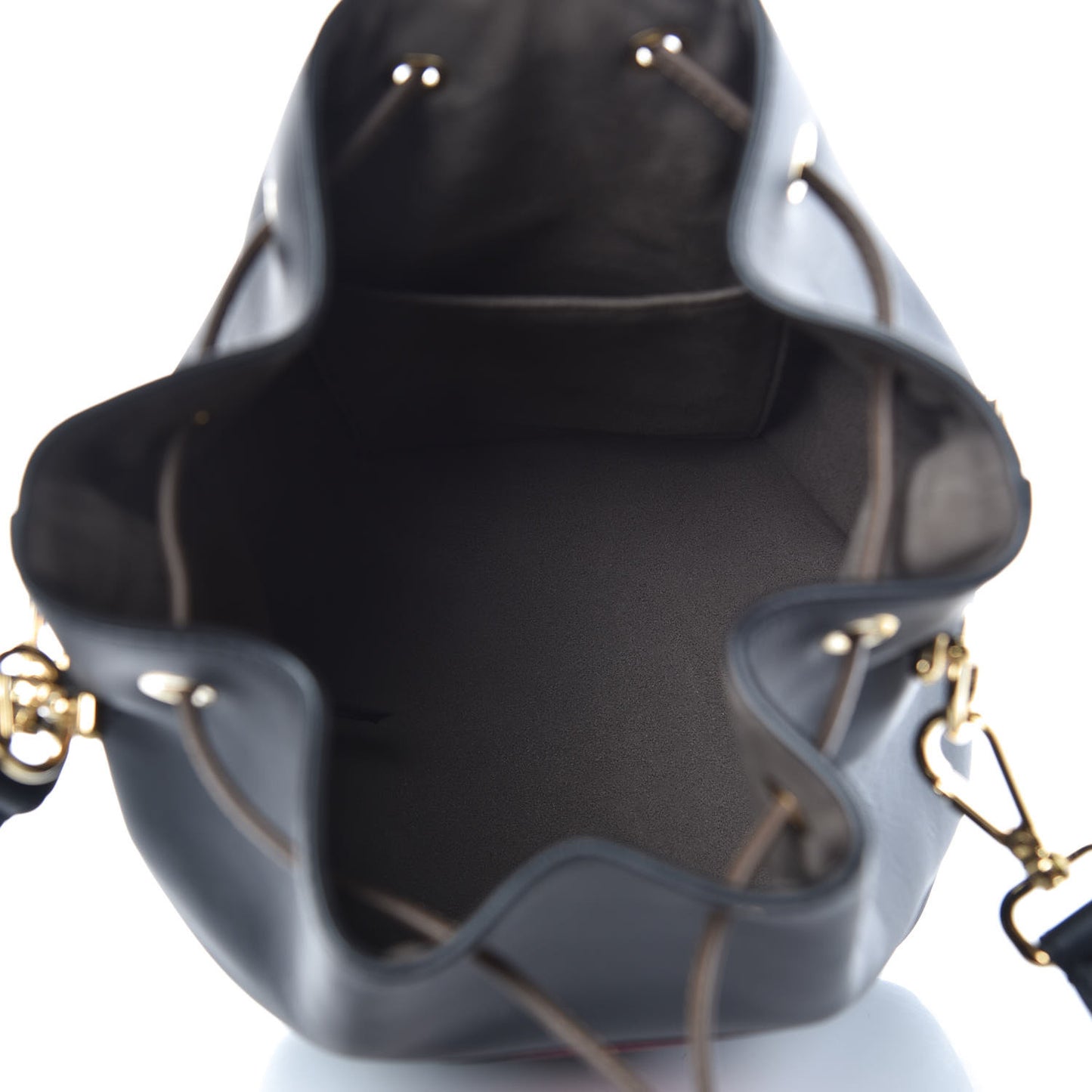 Vitello Century Matte F is Fendi Stamp Patch Bi-Color Grande Mon Tresor Bucket Bag Black Maya Fragola