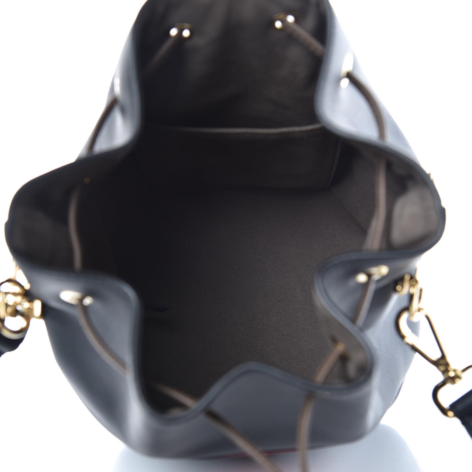 Fendi Vitello Century Matte F is Fendi Stamp Patch Bi-Color Grande Mon Tresor Bucket Bag Black Maya Fragola 5 of 9