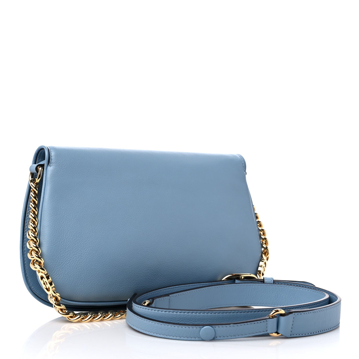 Gucci Roxy Calfskin Blondie Chain Shoulder Flap Bag Cloudy Blue 3 of 8