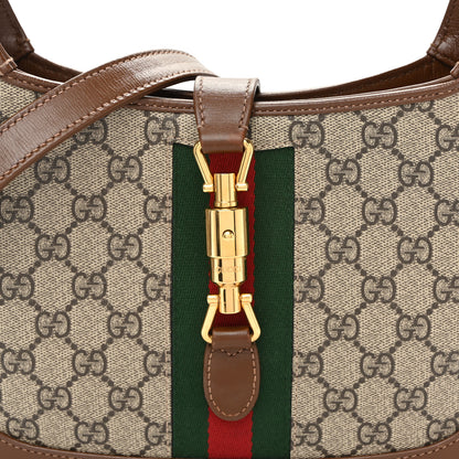 Gucci GG Supreme Monogram Azalea Calfskin Web Small Jackie 1961 Hobo Beige Ebony Brown Sugar 8 of 12