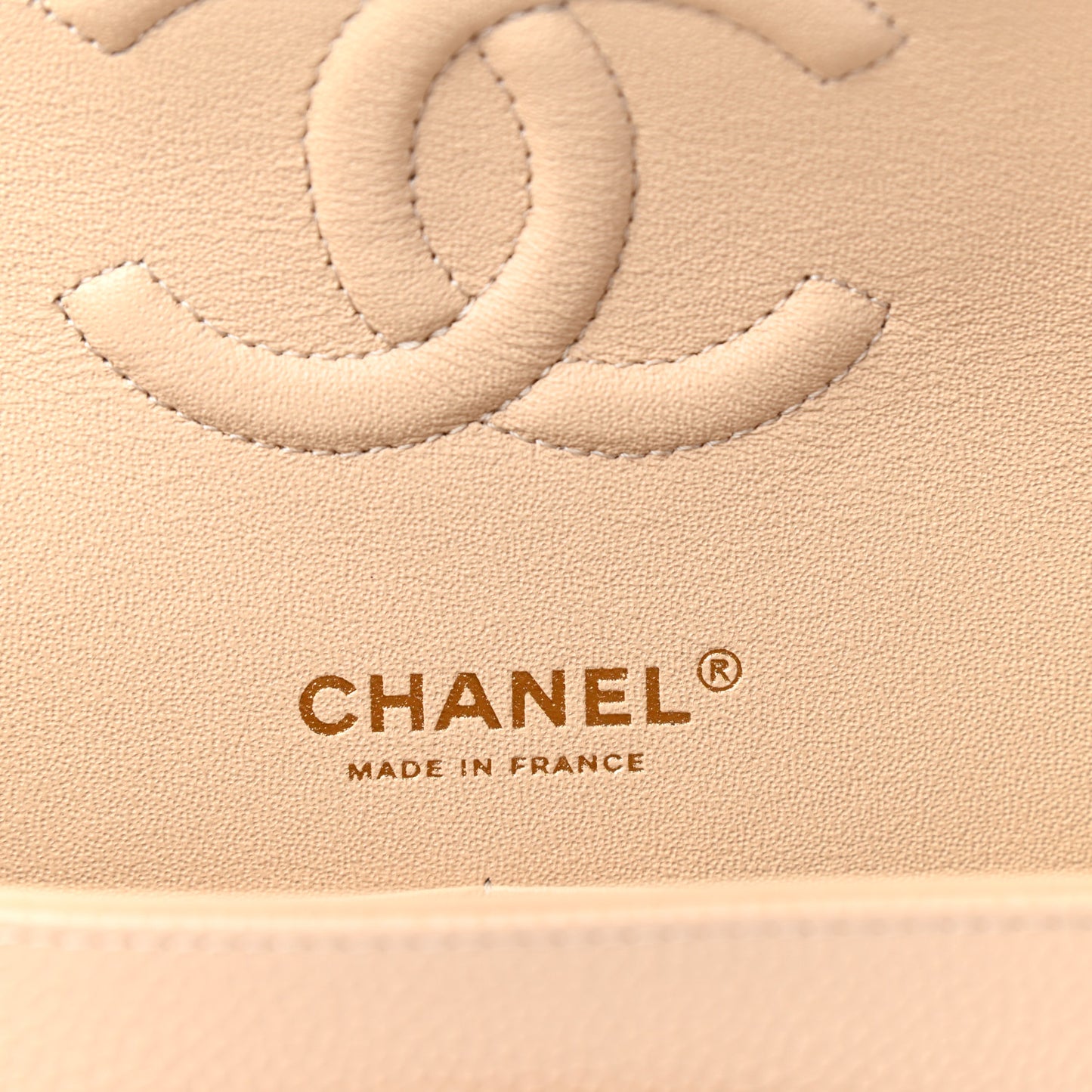 Caviar Quilted Medium Double Flap Beige