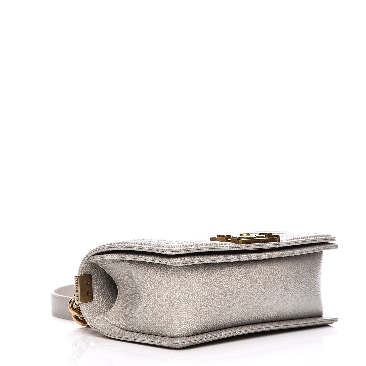 Caviar Quilted Small Boy Flap Light Grey