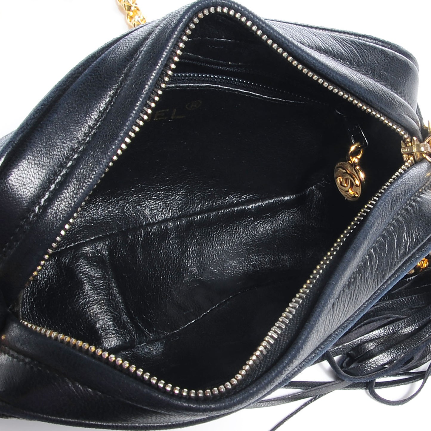 Lambskin Small Tassel Camera Case Black