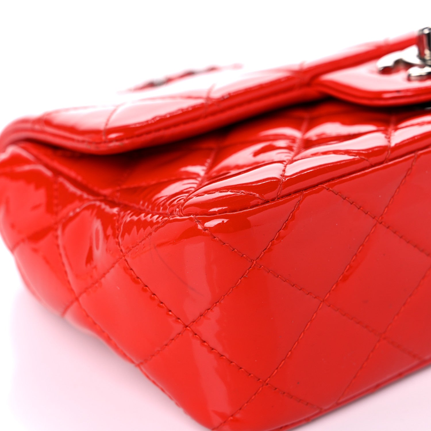 Chanel Patent Calfskin Quilted Mini Rectangular Flap Red 8 of 15