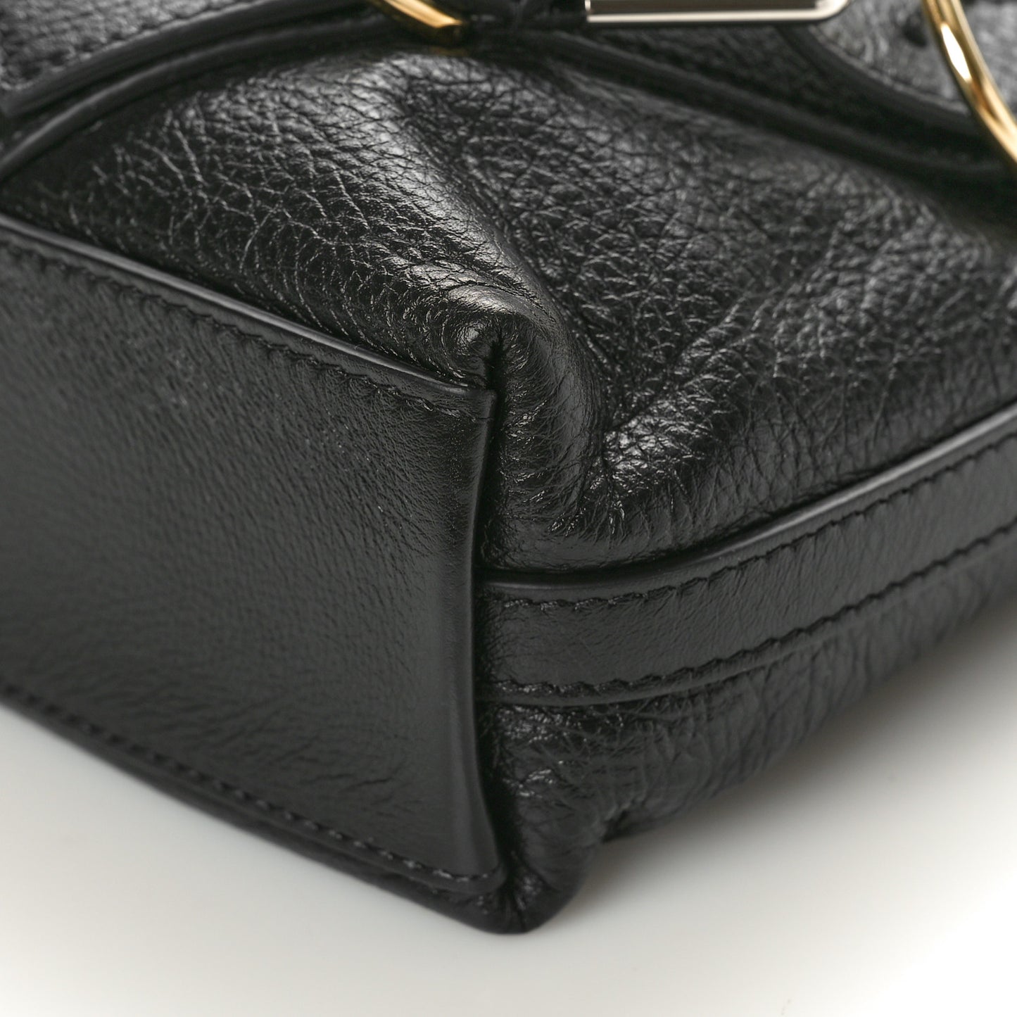 Crinkled Calfskin Small Voyou Bag Black