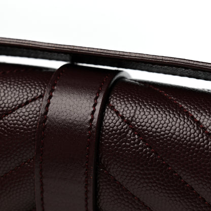 Saint Laurent Grain De Poudre Matelasse Chevron Large Monogram Satchel Rouge Legion 13 of 13